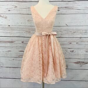 Mori Lee by Madeline Gardner blush lace Aline dress